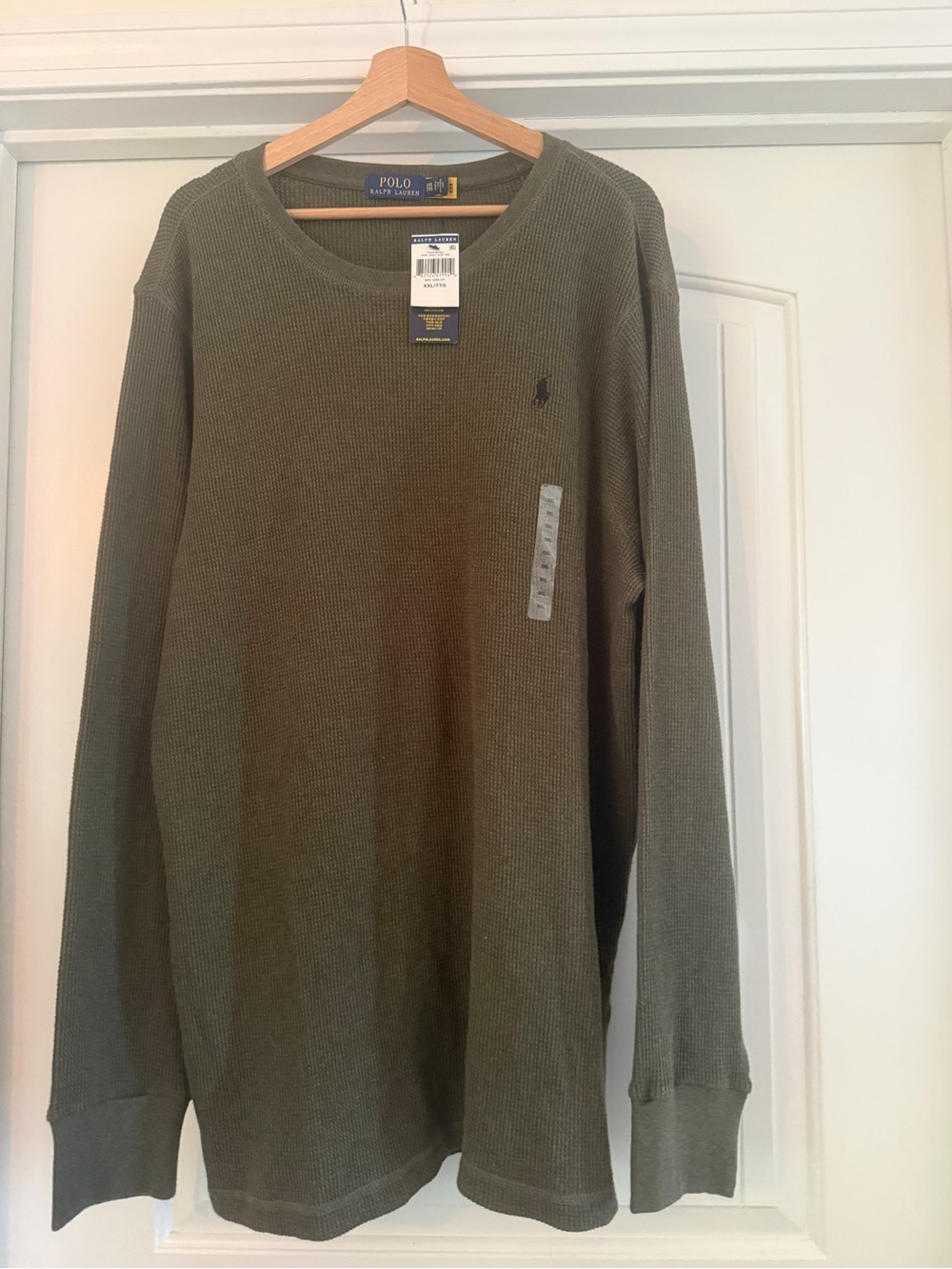 Ralph Lauren Olive Green Long-Sleeve Waffle Knit Crew